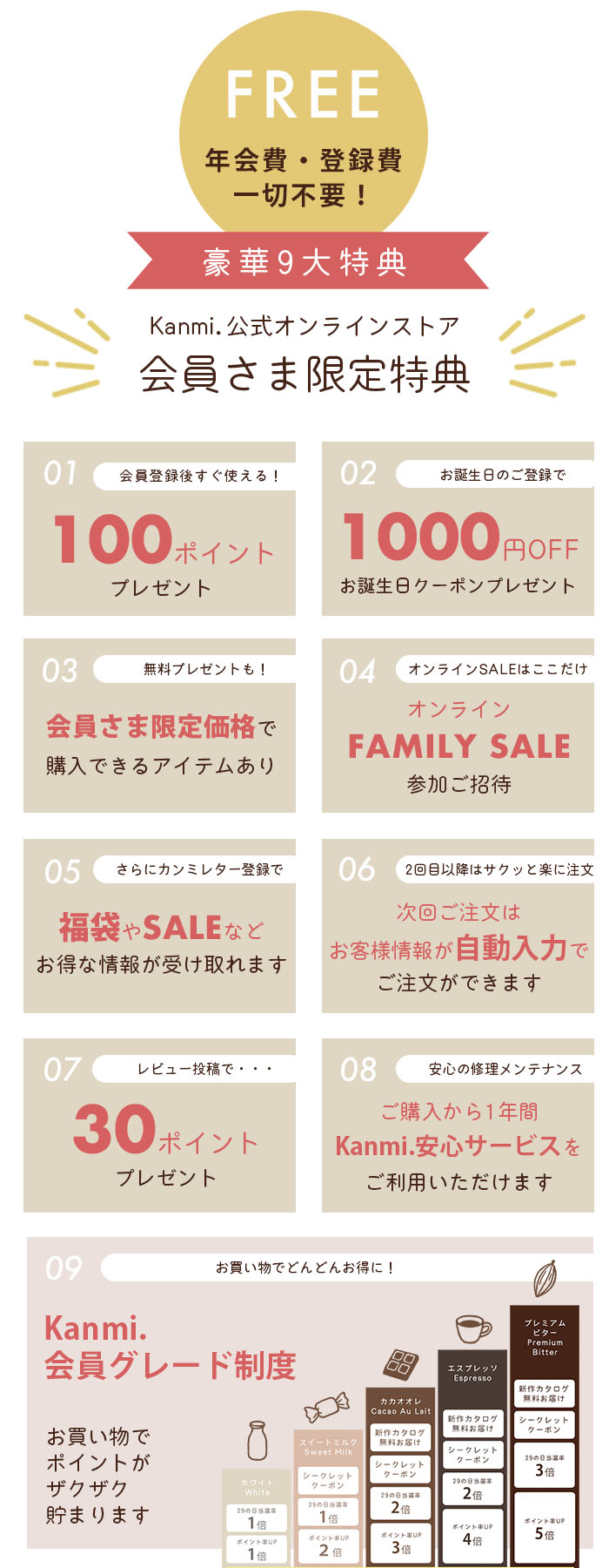 Kanmi公式オンラインストア会員特典