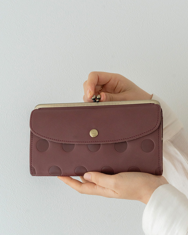 「キャンディルーフ ロングがま口ウォレット」オリーブグリーン