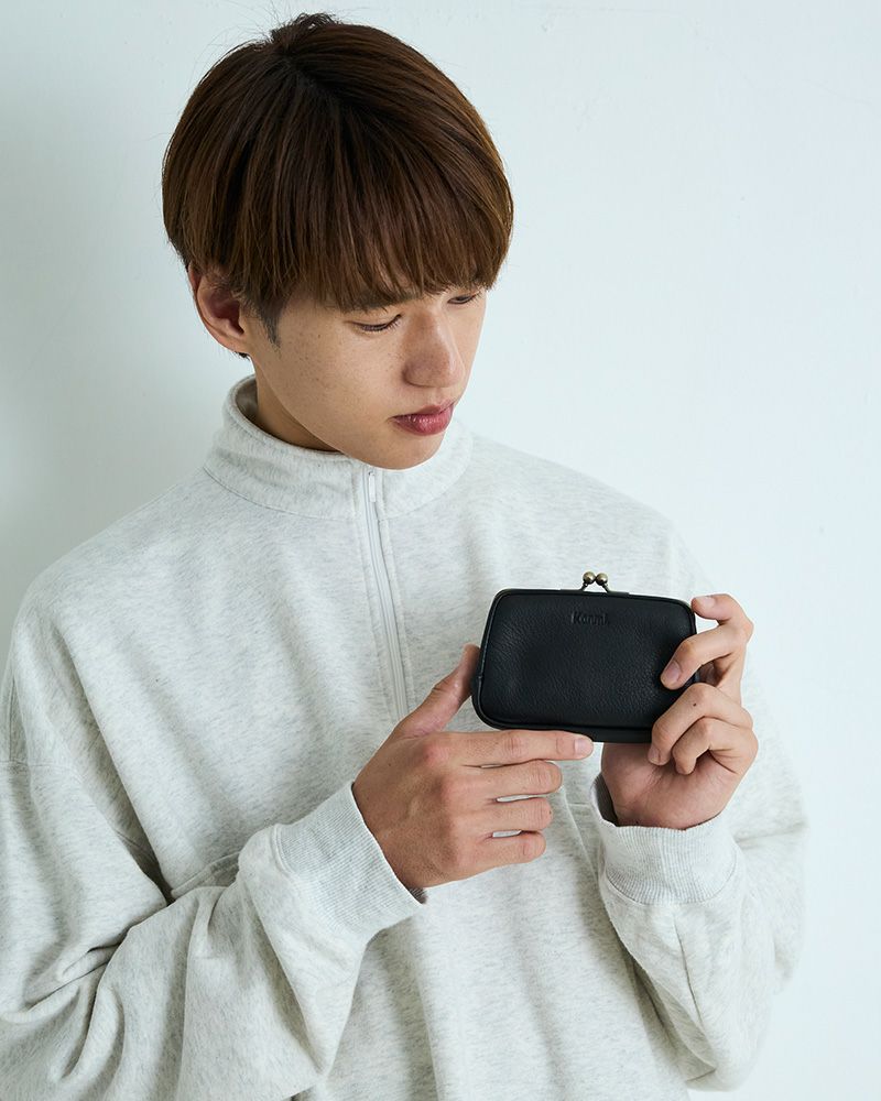 ユニセックスで使える、がま口財布／がま口の色：ブラック