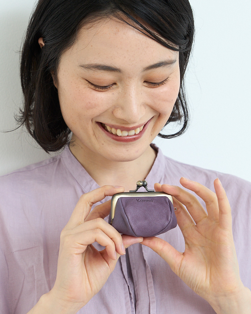  フカフカ 親子がま口    ラベンダー＆ミルクティー