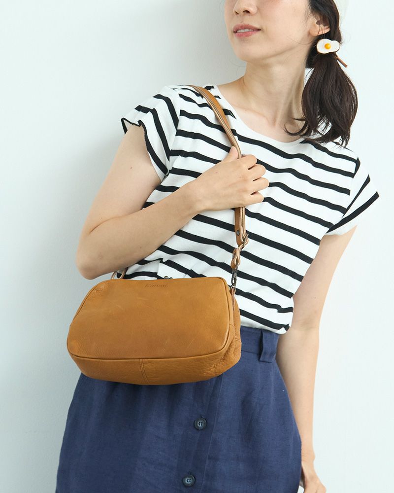 ふかふかなレザーバッグ（がま口の色：ミルクチョコ）