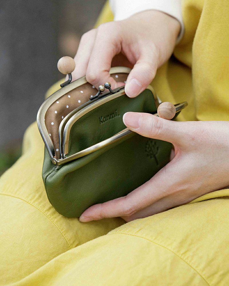 ドロップツリー木玉 親子がま口：グリーン