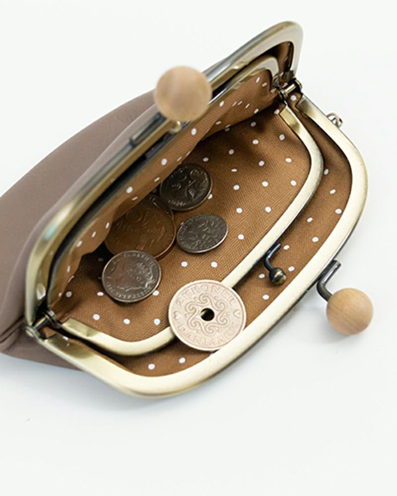 ドロップツリー木玉 親子がま口：モカグレー