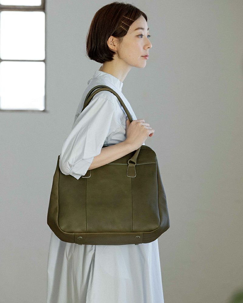 がま口トートの色：グリーン