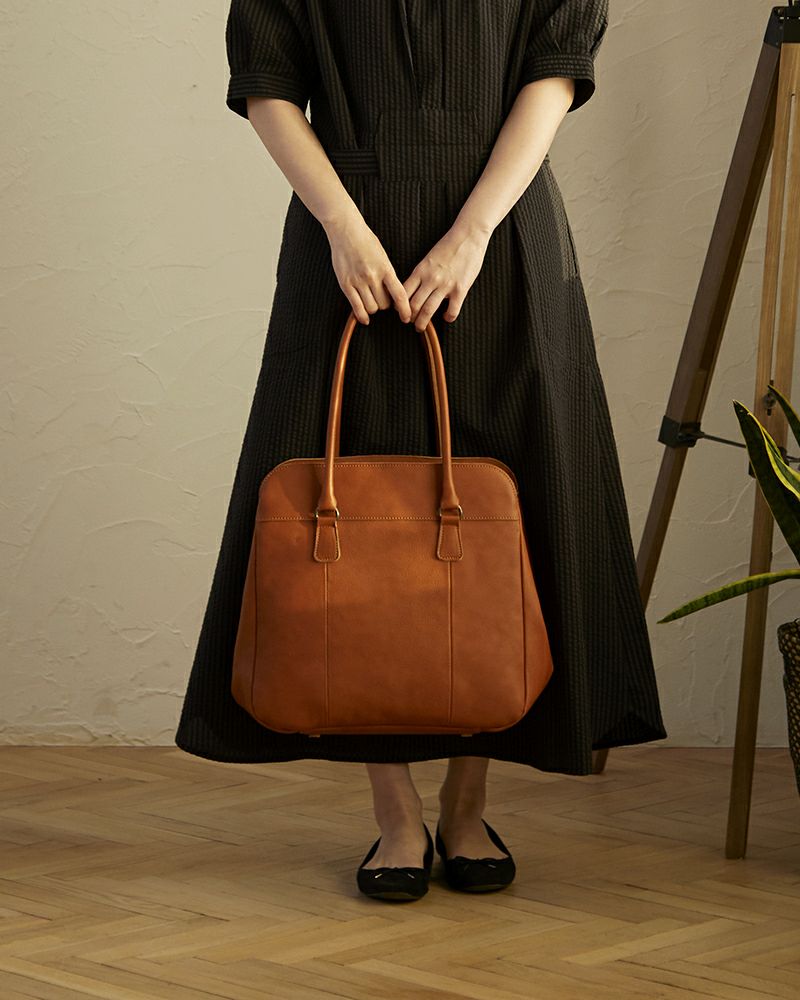 がま口トートの色：キャメル