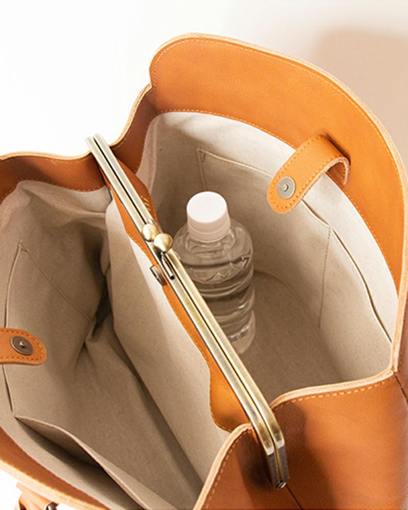 がま口トートの色：キャメル