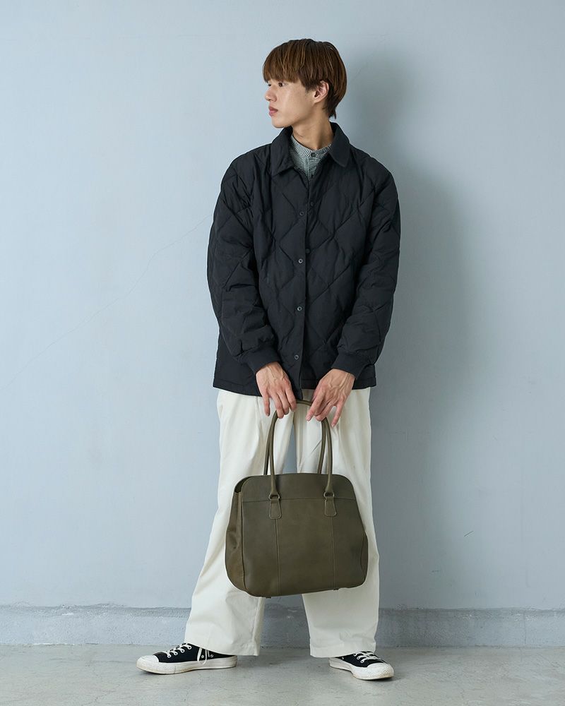 毎日の通勤・通学にも。高級感のあるレザートートバッグ／がま口トートの色：グリーン