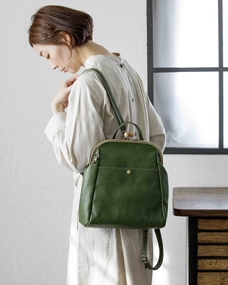 がま口バッグの色：グリーン