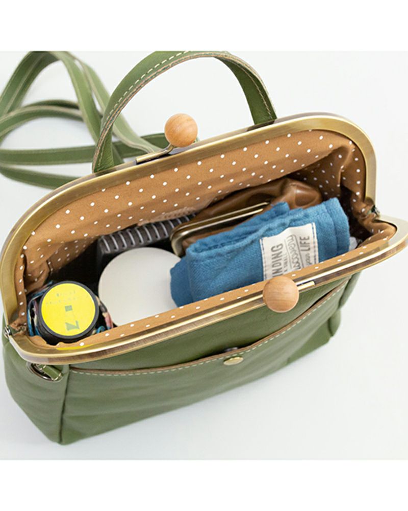 がま口バッグの色：グリーン