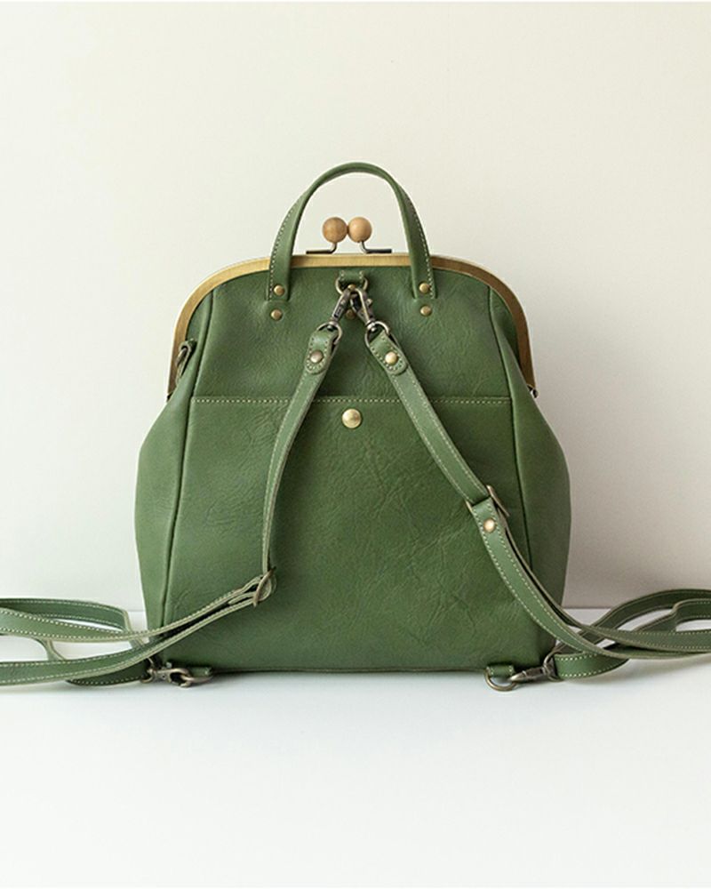 がま口バッグの色：グリーン