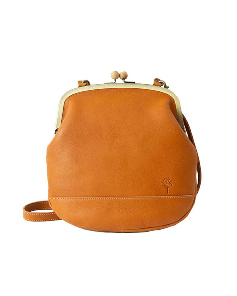 みいよ様 /ポンピア ブラウン/木玉がま口ショルダー本革チョコ仕立て みいよ様 /ポンピア ブラウン/木玉がま口ショルダー本革チョコ