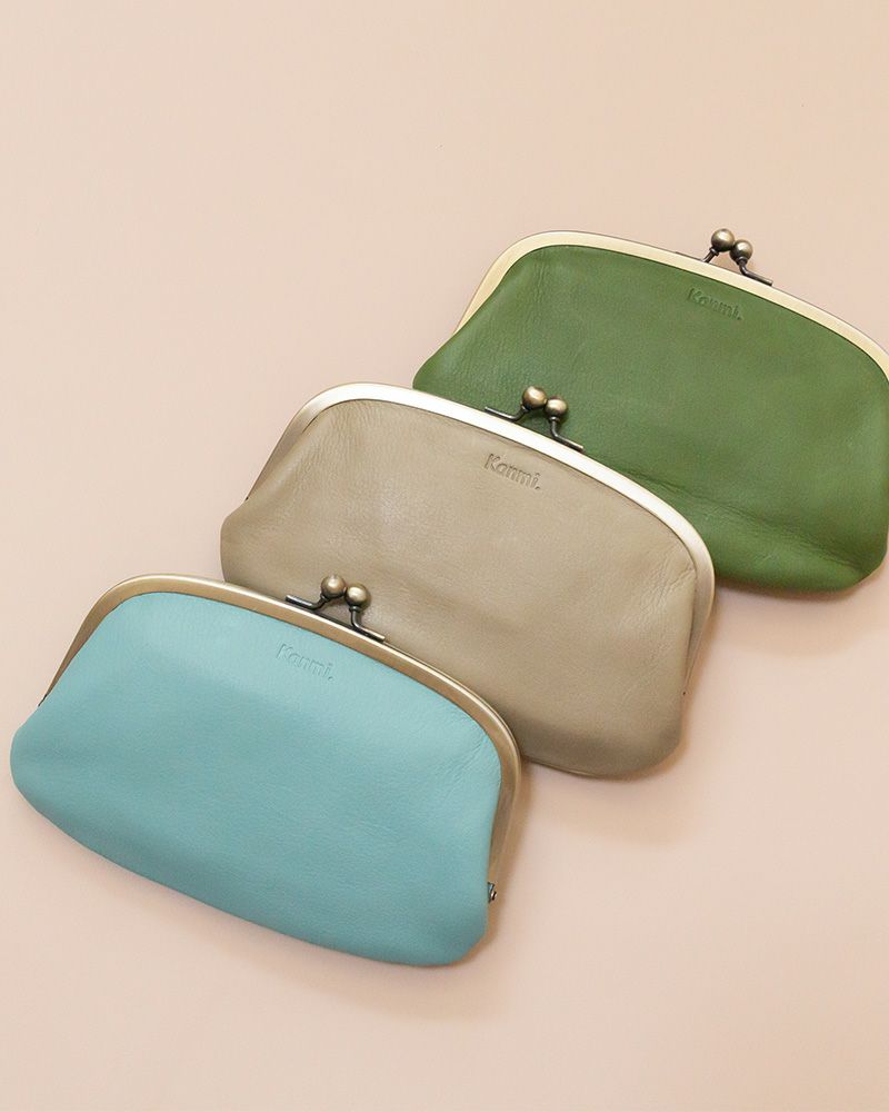 がま口の色：上から　リーフグリーン・マウスグレー・サックス