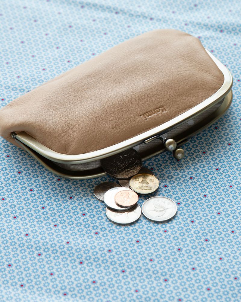 レディースがま口長財布「フカフカ ロング親子がま口」がま口の色：マウスグレー