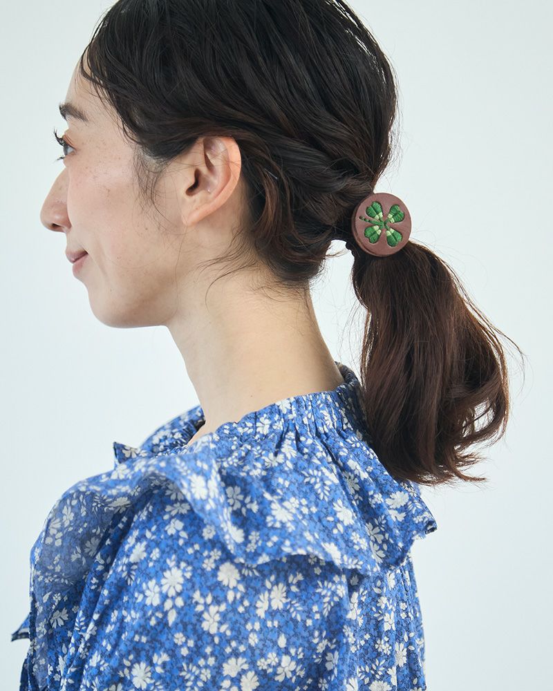 「sa i te ヘアゴム」クローバーダークブラウン