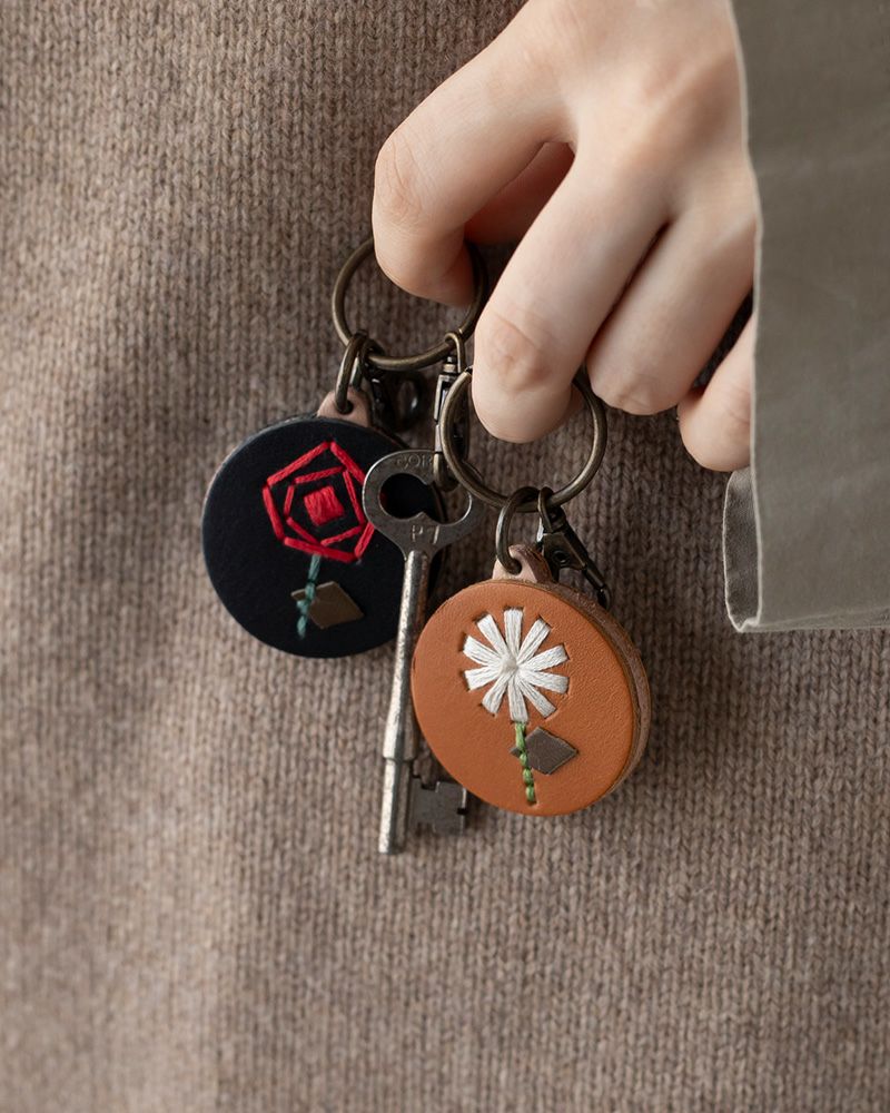 「sa i te キーリング」左：バラレッド/右：わたげモカグレー