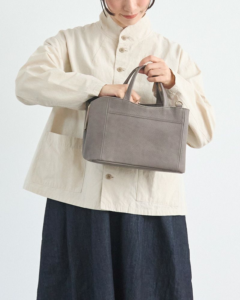 「ミルフィーユ がま口 2WAYショルダーバッグ」ピュアグレー