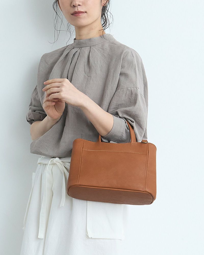 「ミルフィーユ がま口 2WAYショルダーバッグ」キャメル