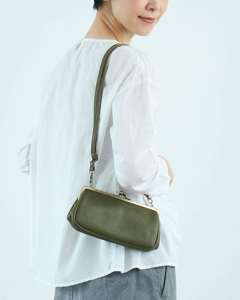 ドロップツリー がま口ウォレットポシェット：グリーン