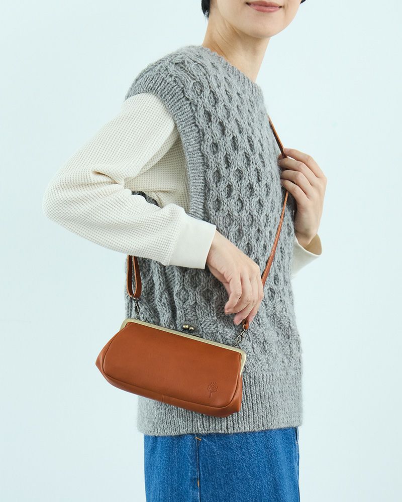 ドロップツリー がま口ウォレットポシェット：キャメル