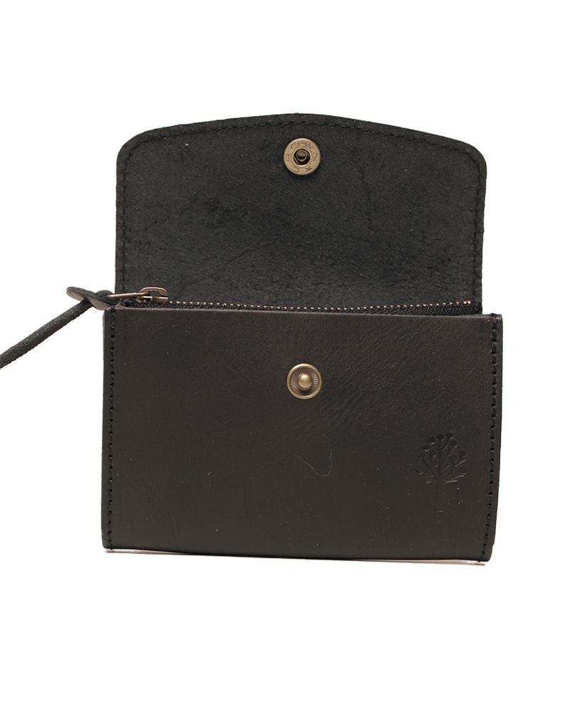 ホック開閉　ミニウォレットの色：ブラック