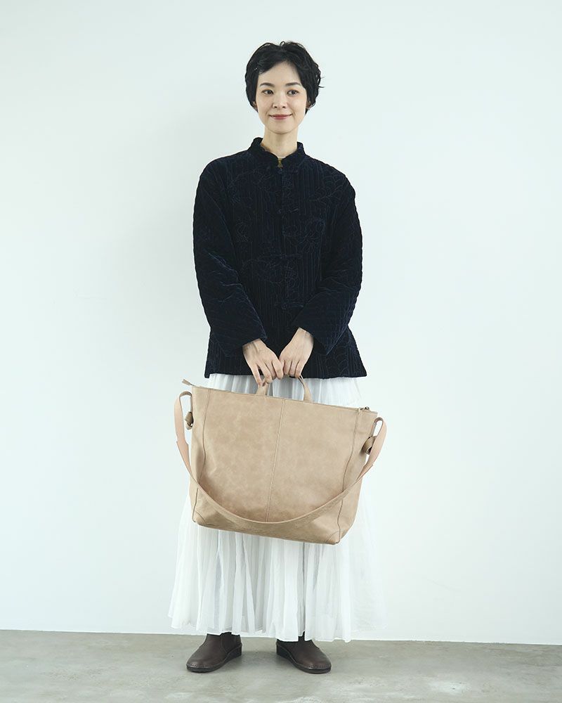 fuwari トートショルダーバッグ (L) グレージュ