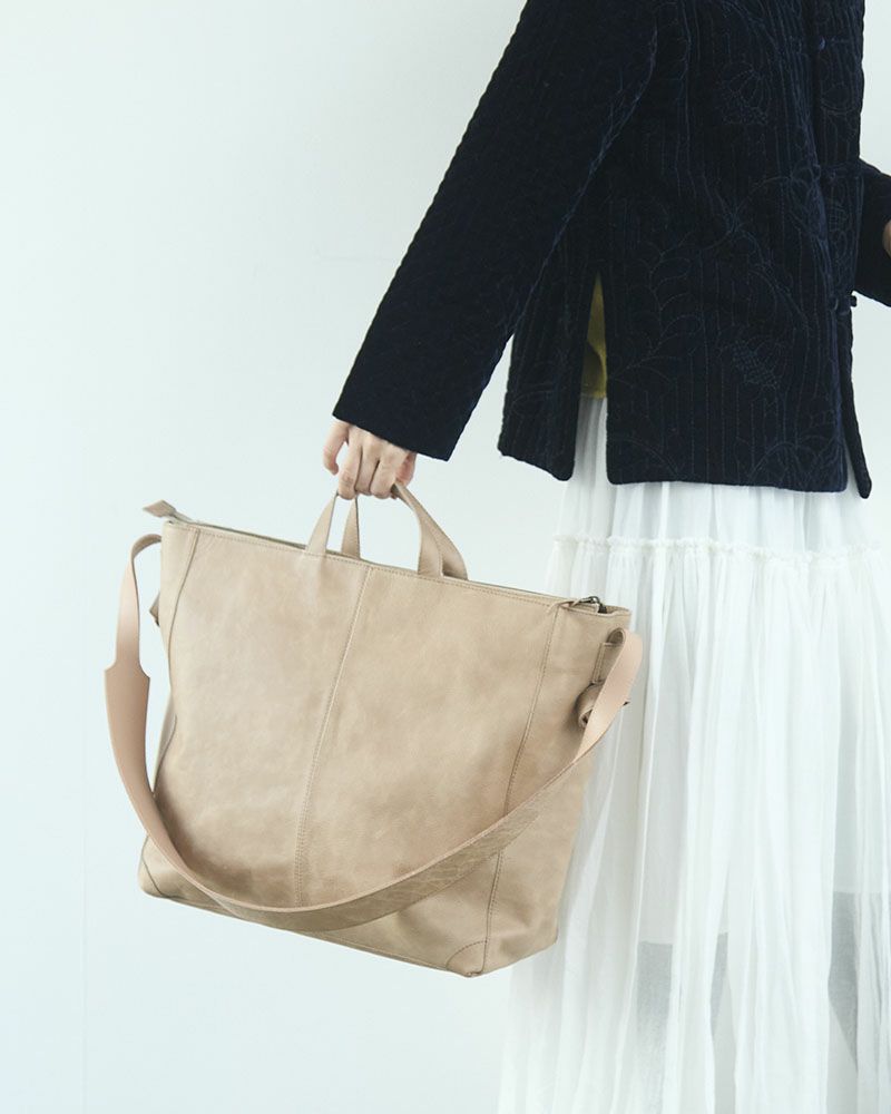 fuwari トートショルダーバッグ (L) グレージュ