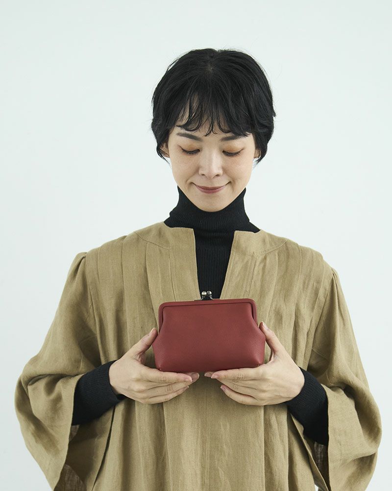 itsu mono がま口ポーチ(M)　レッド