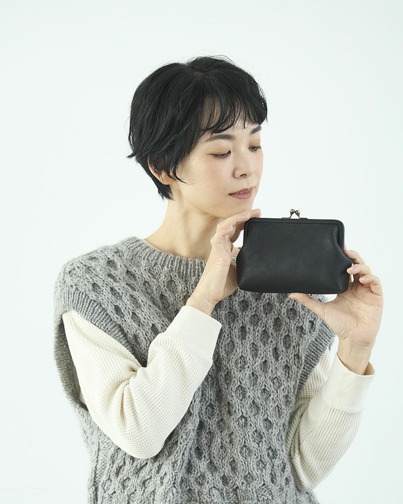 itsu mono がま口ポーチ(M)　ブラック