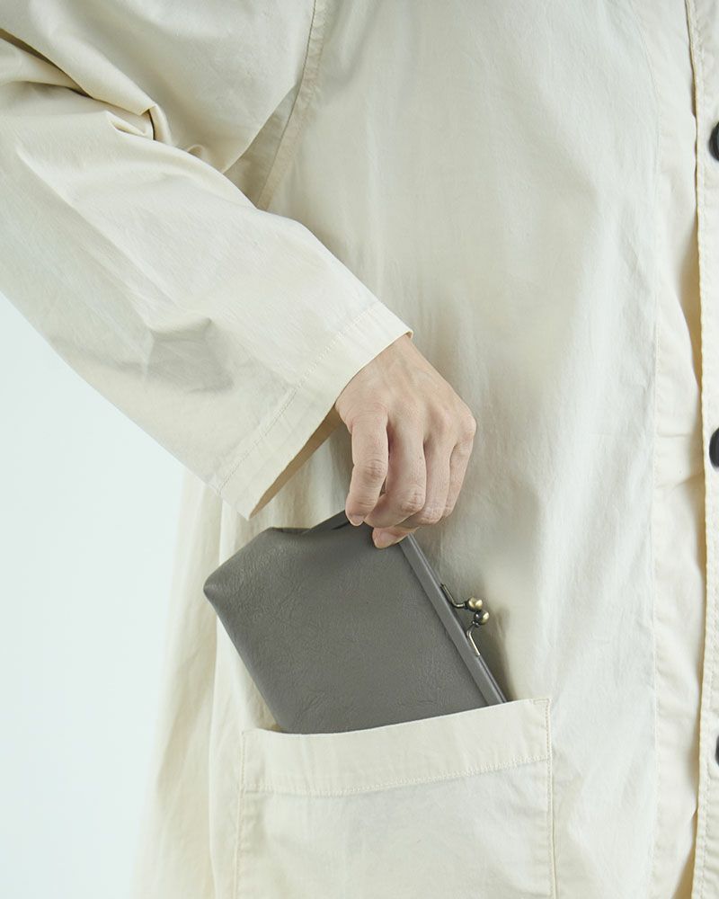 itsu mono がま口ポーチ(M)　ピュアグレー