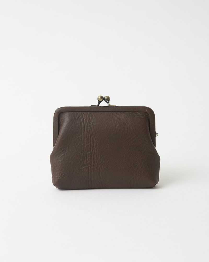 itsu mono スクエアがま口ポーチ(S) ダークブラウン