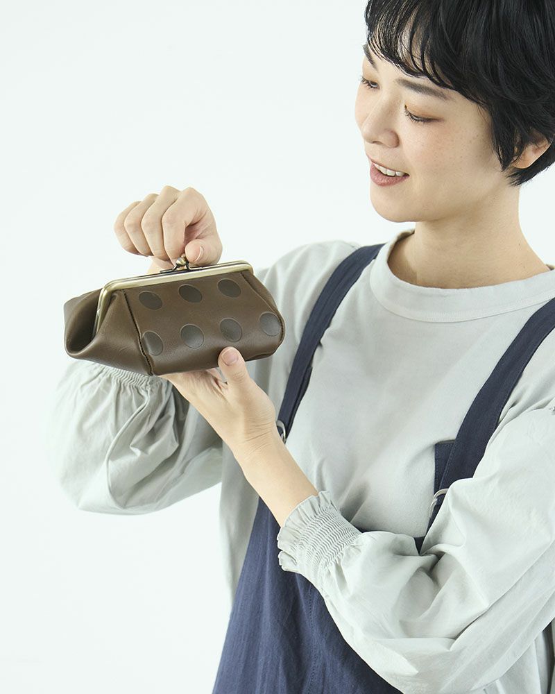 キャンディ バルーンがま口ポーチ オリーブグリーン