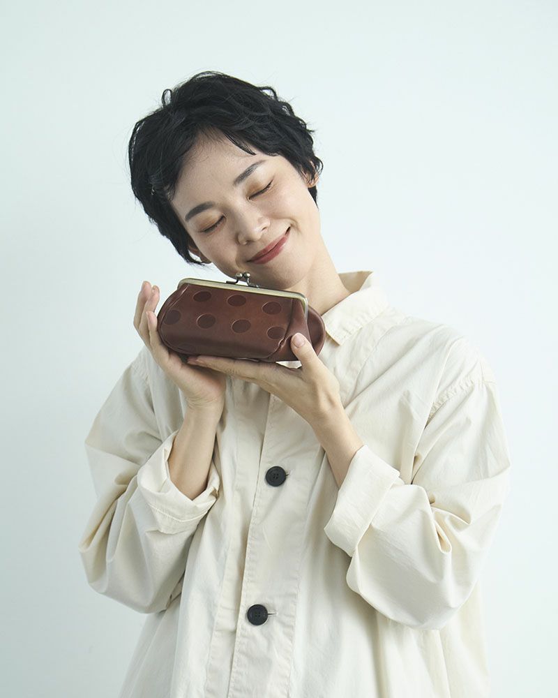 キャンディ バルーンがま口ポーチ ダークブラウン