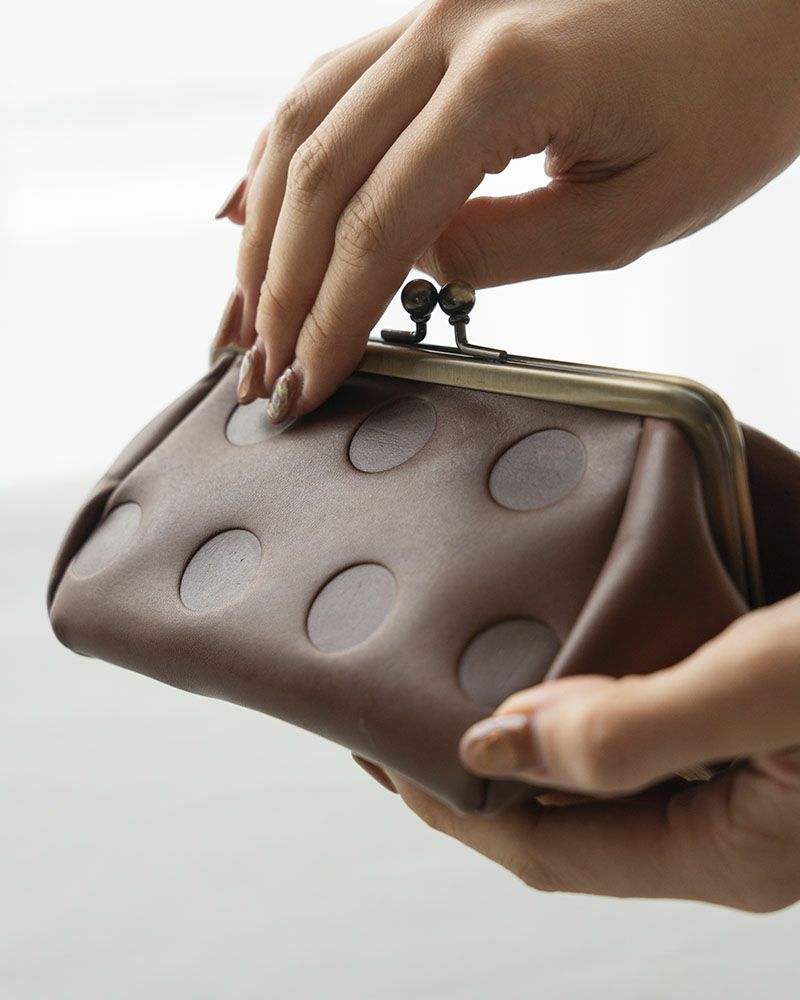 キャンディ バルーンがま口ポーチ ダークブラウン