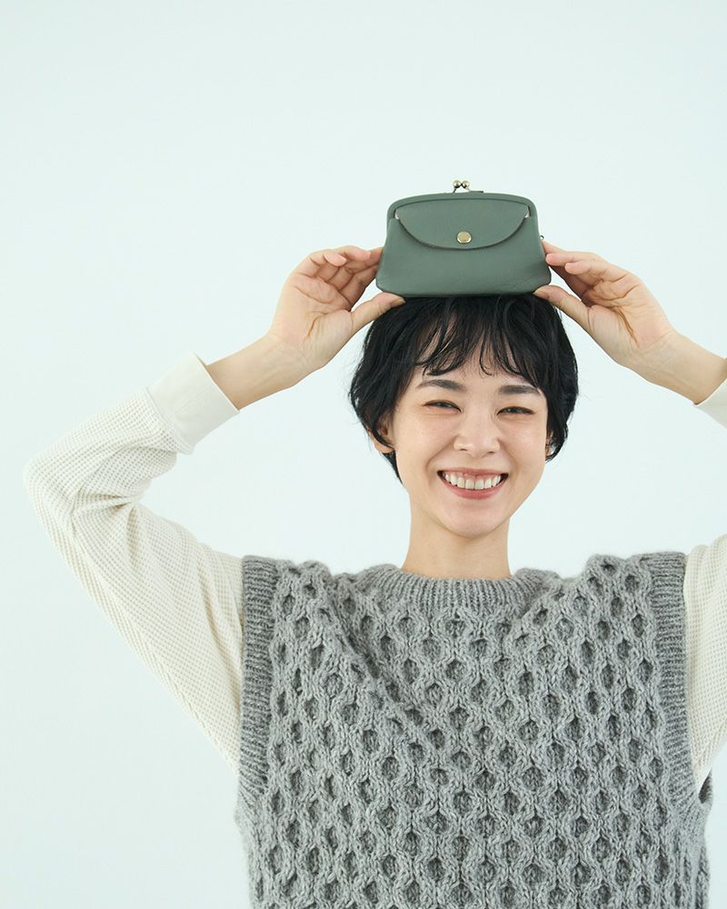 「itsu mono ルーフ親子がま口」キャットブルー