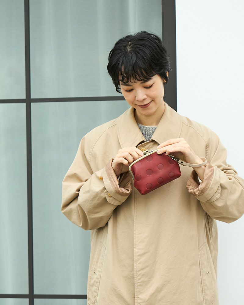 「キャンディ ふたごがま口ポーチウォレット」チェリーレッド