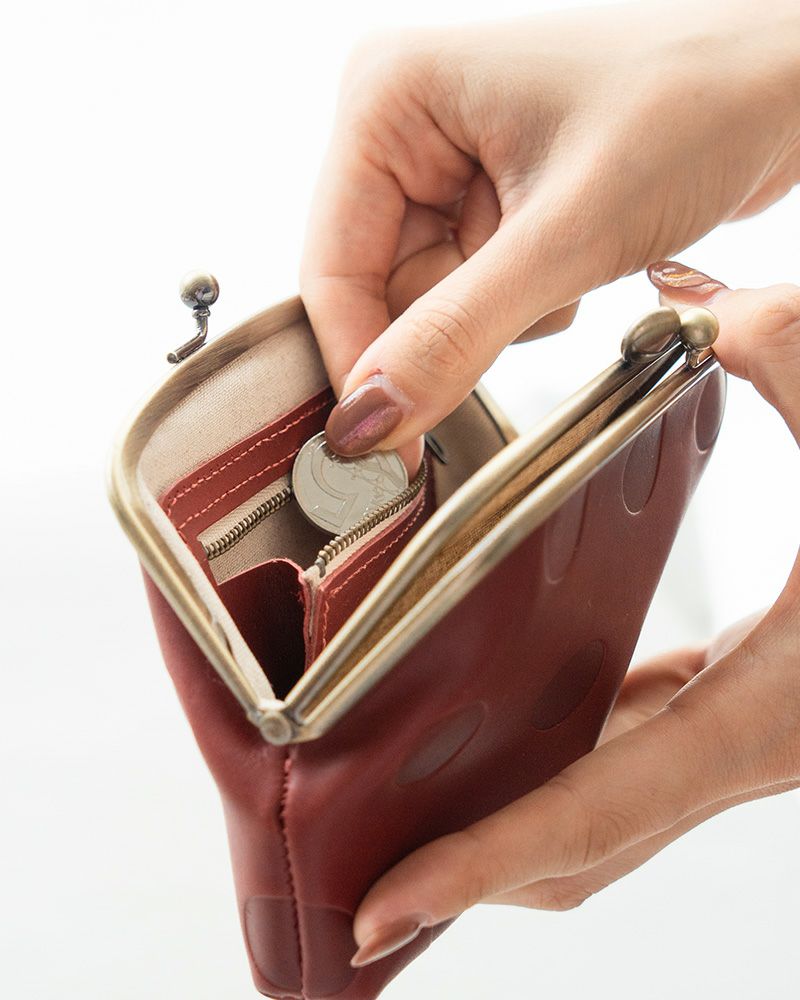 「キャンディ ふたごがま口ポーチウォレット」チェリーレッド