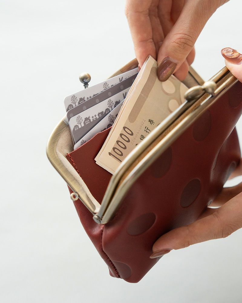 「キャンディ ふたごがま口ポーチウォレット」チェリーレッド