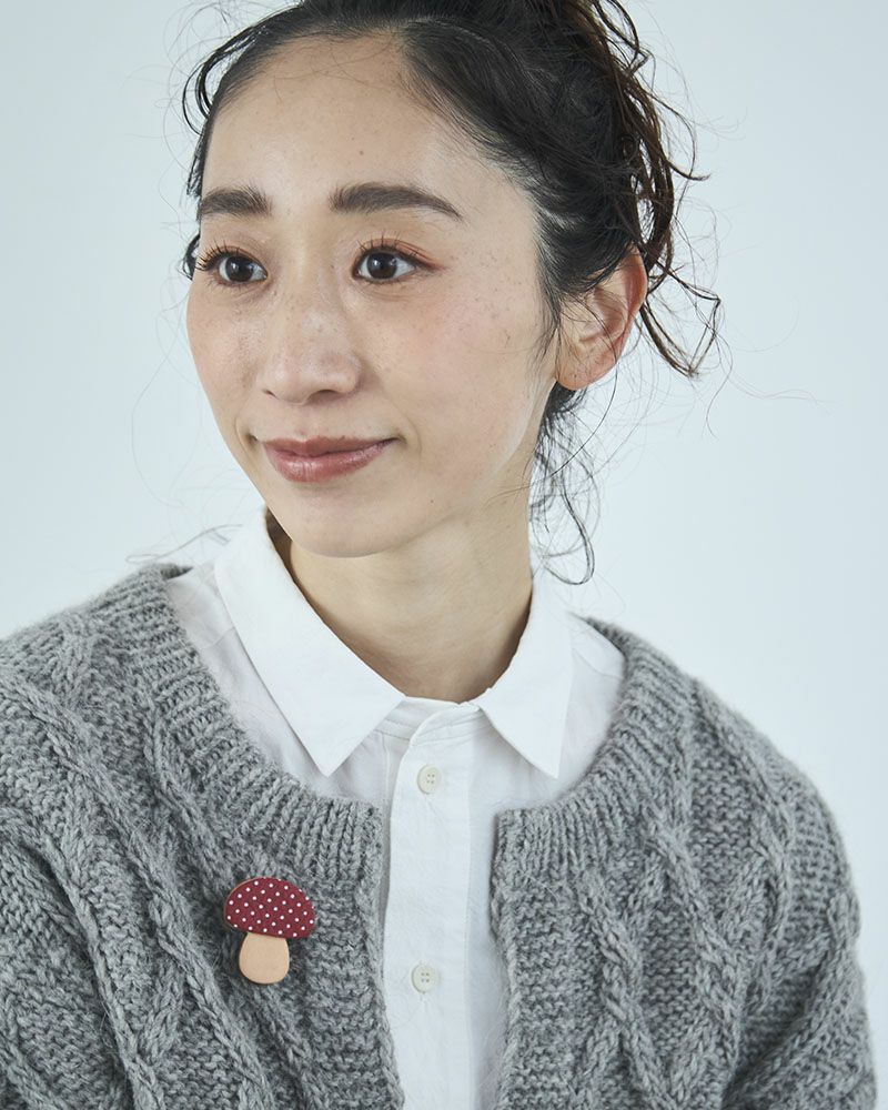森のめぐみ ブローチ きのこ　レッド