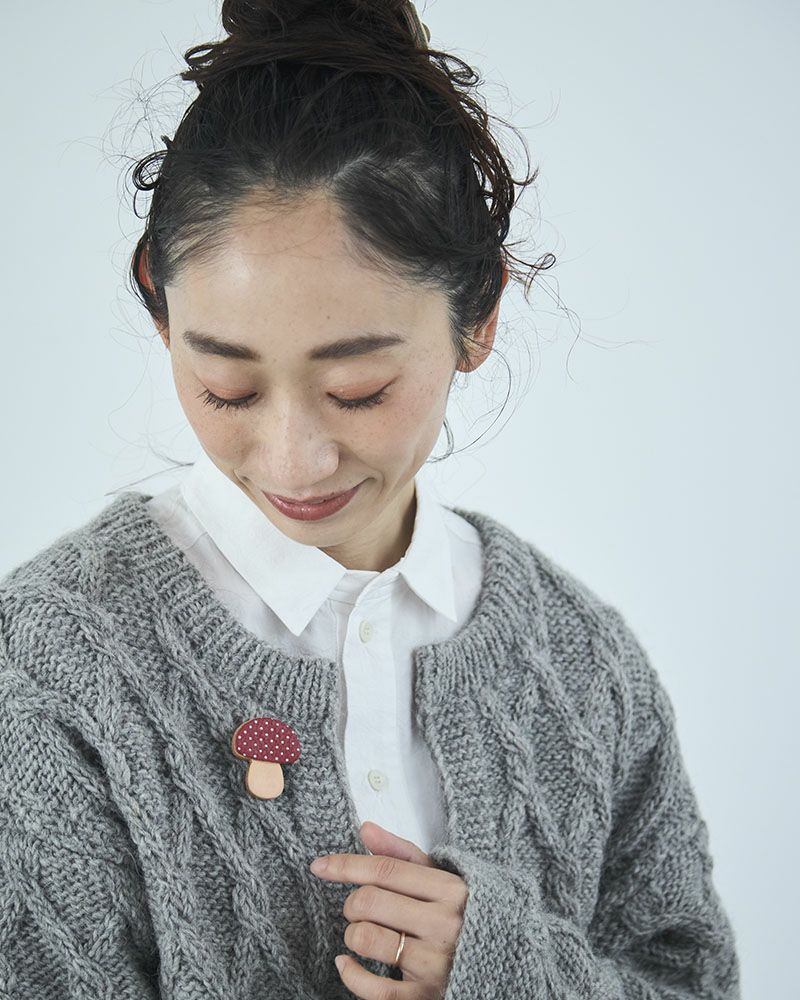 森のめぐみ ブローチ きのこ　レッド