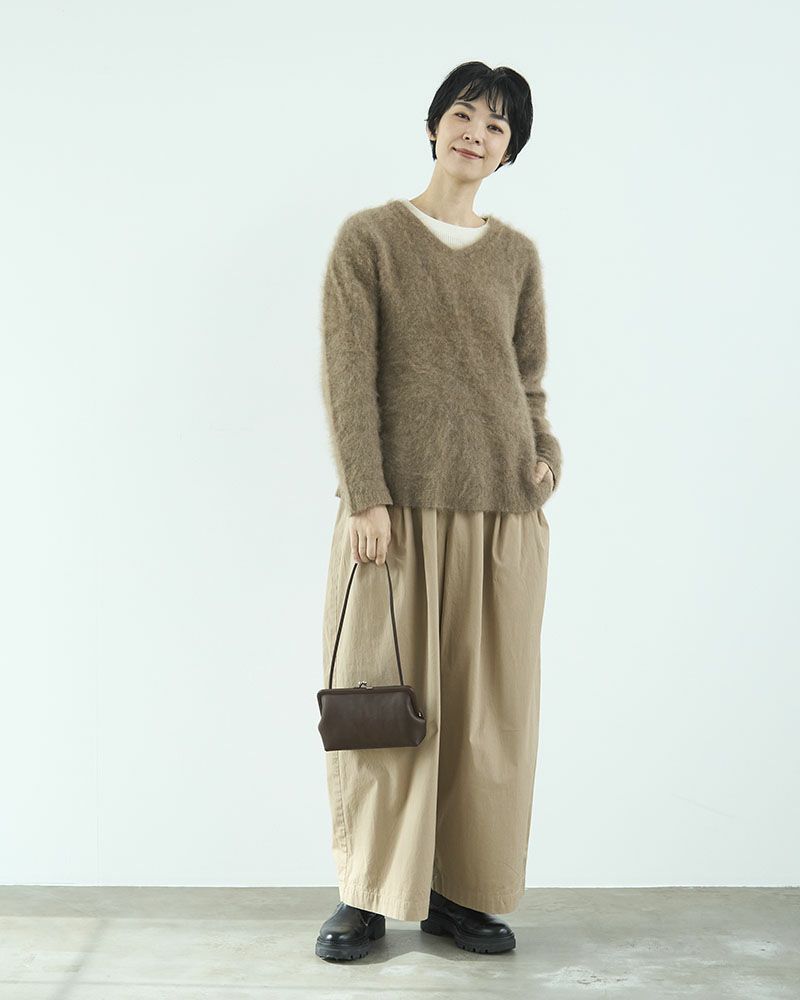 itsu mono トラベルがま口ポシェット　ダークブラウン