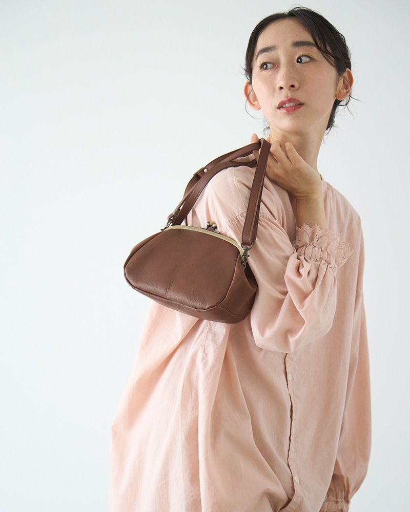 「All story がま口ポシェット」ダークブラウン