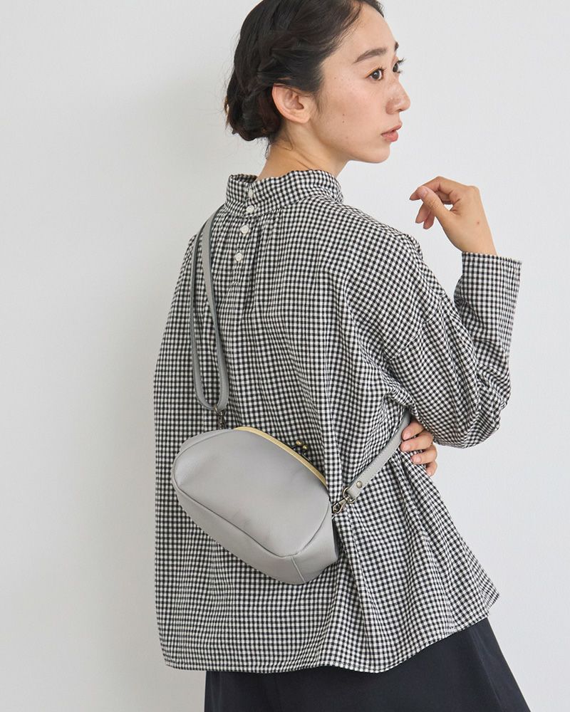 「All story がま口ポシェット」グレー