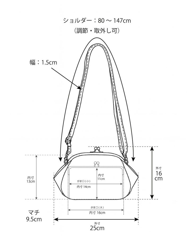 All story がま口ポシェット　サイズスペック