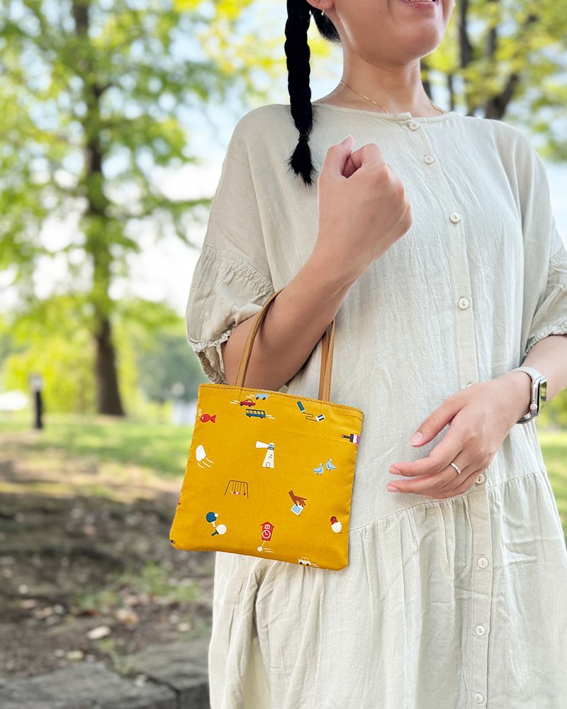 世界的ブランドmoda fabricsを使ったレトロかわいいミニトートバッグ